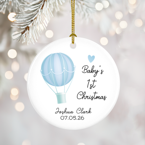Hot Air Balloon Baby Boy Ornament