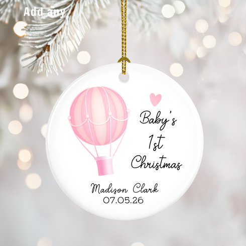 Hot Air Balloon Baby Girl Ornament