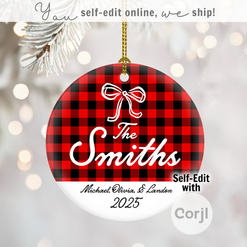 Buffalo Plaid Family Ornament