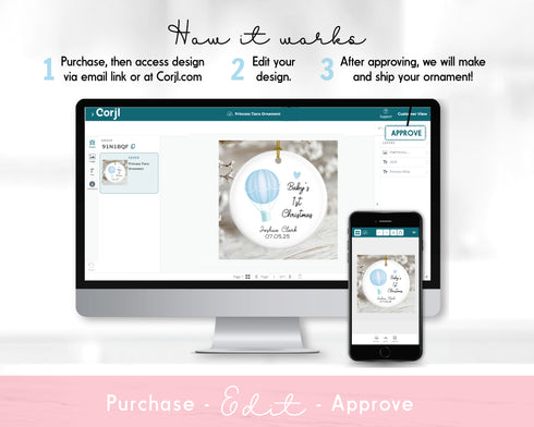 Hot Air Balloon Baby Boy Ornament