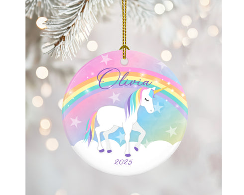 Rainbow Unicorn Ornament