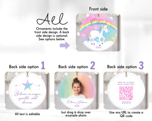 Rainbow Unicorn Ornament