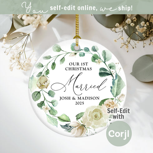 Ivory Rose Wreath Married